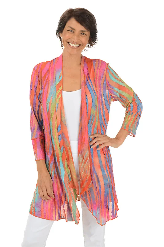 oversized women cardigan for a trendy and cozy lookMulticolored Zebra Stripe Textured Cardigan oversized women cardigan for a trendy and cozy lookMulticolored Zebra Stripe Textured Cardigan