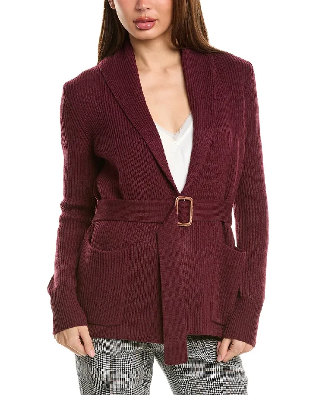 cable knit women cardigan with intricate patternsBruno Magli Ribbed Belted Shawl Wool Cardigan cable knit women cardigan with intricate patternsBruno Magli Ribbed Belted Shawl Wool Cardigan