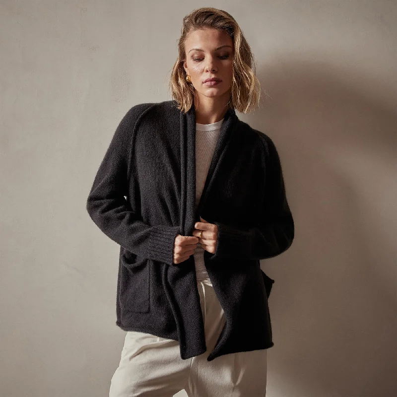 button down women cardigan with vintage buttonsCashmere Shawl Collar Relaxed Cardigan - Black button down women cardigan with vintage buttonsCashmere Shawl Collar Relaxed Cardigan - Black