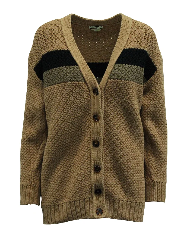 hooded women cardigan for added warmth and styleFendi Chunky Stripe Boyfriend Cardigan in Brown Cotton hooded women cardigan for added warmth and styleFendi Chunky Stripe Boyfriend Cardigan in Brown Cotton