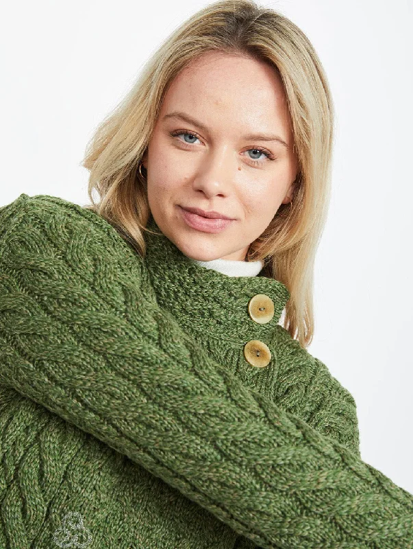 maternity women cardigan for expecting momsAran- Asymmetrical Cardigan with Buttons - Green maternity women cardigan for expecting momsAran- Asymmetrical Cardigan with Buttons - Green
