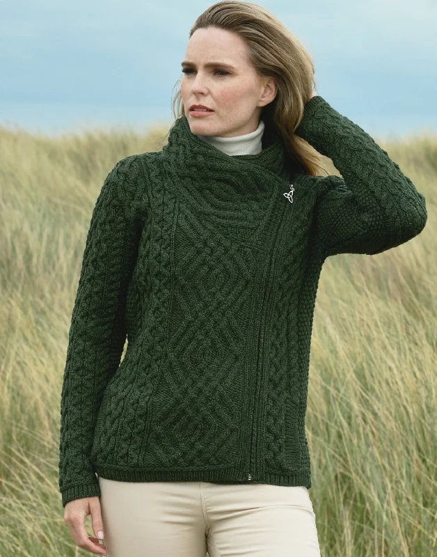 hooded women cardigan for added warmth and styleAran - Shannon Cardigan - Army Green hooded women cardigan for added warmth and styleAran - Shannon Cardigan - Army Green