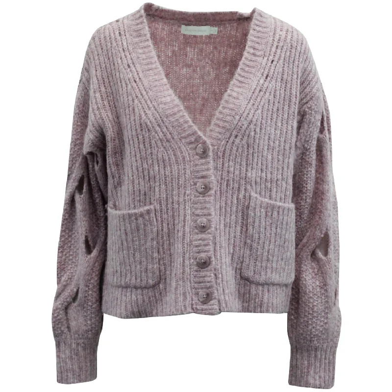 long length women cardigan with side slitsJonathan Simkhai Reagan Cardigan in Pink Wool long length women cardigan with side slitsJonathan Simkhai Reagan Cardigan in Pink Wool