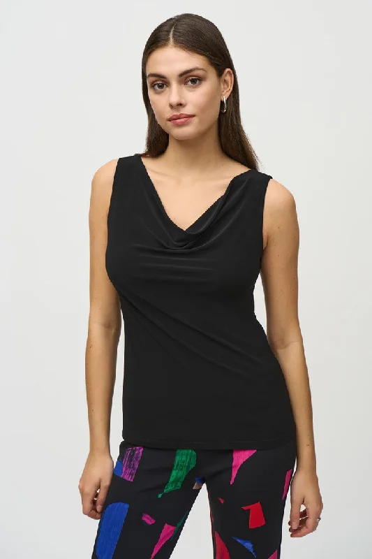 Button - Down Women's Shetland Wool Sweaters in Traditional PatternsJoseph Ribkoff Black Silky Knit Cowl Neck Camisole Button - Down Women's Shetland Wool Sweaters in Traditional PatternsJoseph Ribkoff Black Silky Knit Cowl Neck Camisole