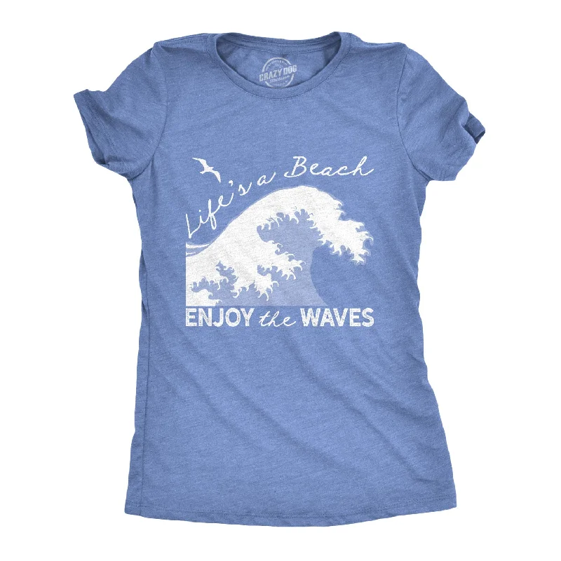 Ringer T Shirt Women with Retro - Inspired StripesLife's A Beach Enjoy The Waves Women's T Shirt Ringer T Shirt Women with Retro - Inspired StripesLife's A Beach Enjoy The Waves Women's T Shirt