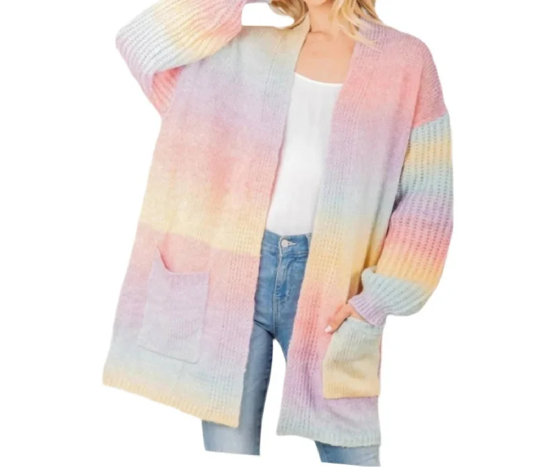open front women cardigan for easy stylingLightweight Cardigan In Multi-Colored