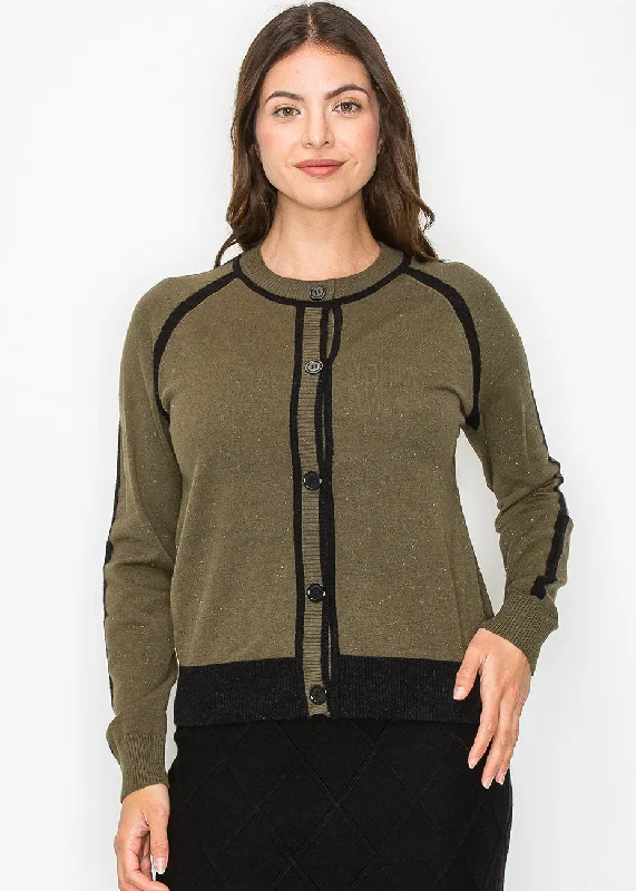 lightweight women cardigan for spring and fallOlive and Black Trim Buttoned Cardigan lightweight women cardigan for spring and fallOlive and Black Trim Buttoned Cardigan