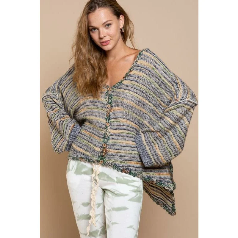 cropped women cardigan to pair with high - waisted jeansPalms Spring Stripe Sweater Cardigan cropped women cardigan to pair with high - waisted jeansPalms Spring Stripe Sweater Cardigan
