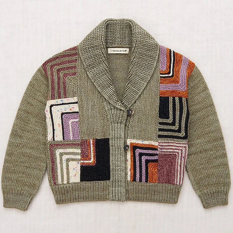 cable knit women cardigan with intricate patternsPatchwork Shawl Collar Cardigan in Seal Gray by Misha & Puff cable knit women cardigan with intricate patternsPatchwork Shawl Collar Cardigan in Seal Gray by Misha & Puff