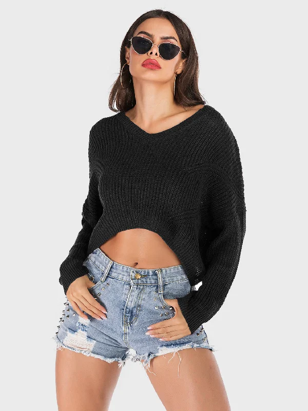 Split - Hem Women's Linen Blend Sweaters for SpringPerfee V-Neck Long Sleeve Sweater Split - Hem Women's Linen Blend Sweaters for SpringPerfee V-Neck Long Sleeve Sweater