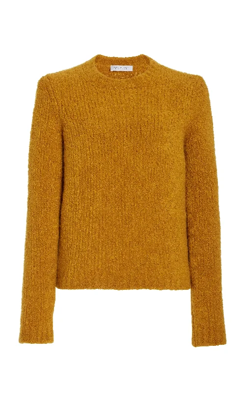 Bell - Sleeve Women's Mohair - Wool Blend SweatersPhilippe Knit Sweater in Saffron Cashmere Silk Boucle Bell - Sleeve Women's Mohair - Wool Blend SweatersPhilippe Knit Sweater in Saffron Cashmere Silk Boucle
