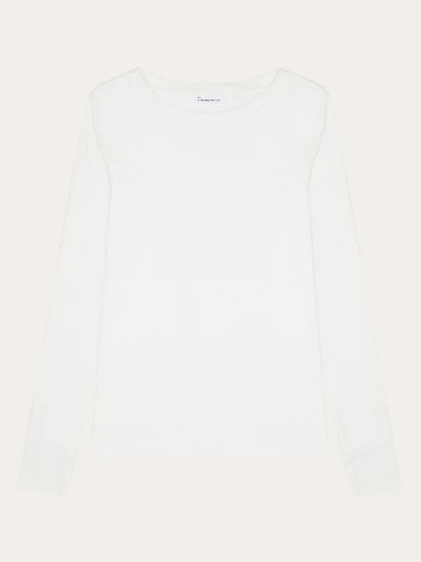 Muscle Women T Shirt for a Sporty and Casual LookRib Scoop neck long sleeved - Star White Muscle Women T Shirt for a Sporty and Casual LookRib Scoop neck long sleeved - Star White