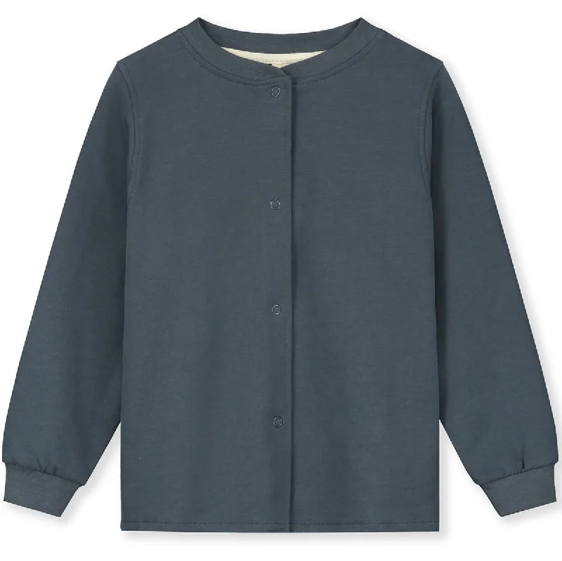 organic cotton women cardigan for an eco - friendly choiceRound Neck Cardigan in Blue Grey by Gray Label organic cotton women cardigan for an eco - friendly choiceRound Neck Cardigan in Blue Grey by Gray Label