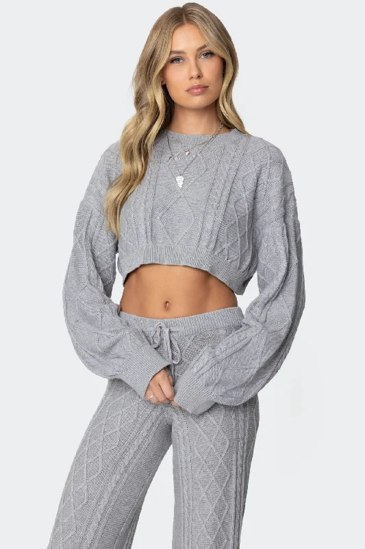 Open - Front Women's Cardigan - Style Mohair SweatersKasey Cable Knit Cropped Sweater Open - Front Women's Cardigan - Style Mohair SweatersKasey Cable Knit Cropped Sweater