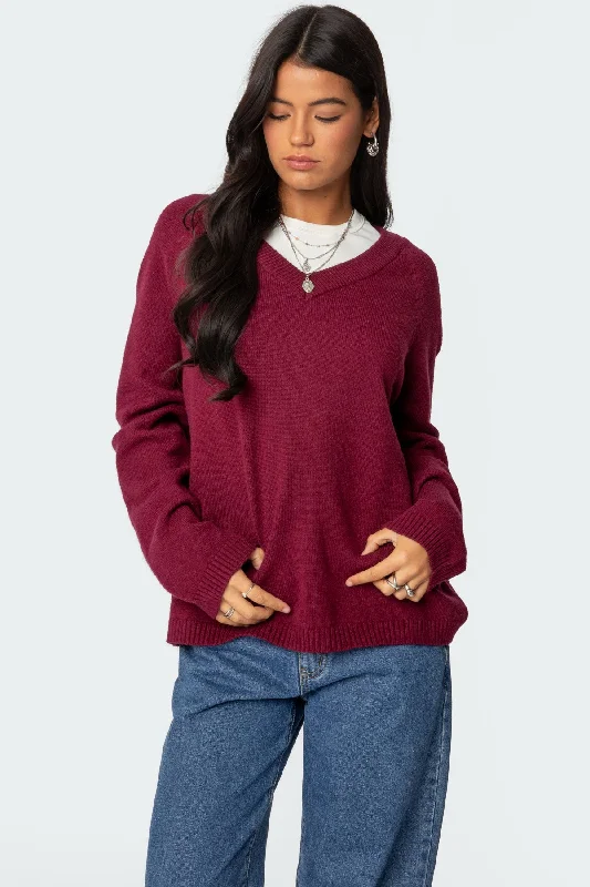 Bell - Sleeve Women's Mohair - Wool Blend SweatersMartha Oversized V Neck Sweater