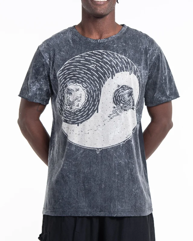 Floral Print Women T Shirt for a Feminine TouchUnisex Yin Yang Stone Washed Cotton T-Shirt in Black Floral Print Women T Shirt for a Feminine TouchUnisex Yin Yang Stone Washed Cotton T-Shirt in Black