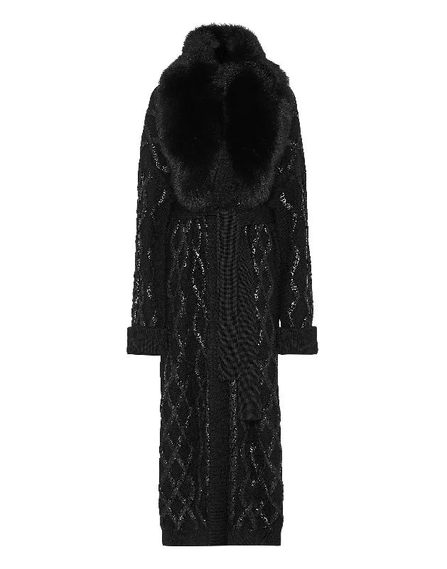 plus size women cardigan for comfortable layeringWool & Fur Cardigan Long Skull&Bones plus size women cardigan for comfortable layeringWool & Fur Cardigan Long Skull&Bones