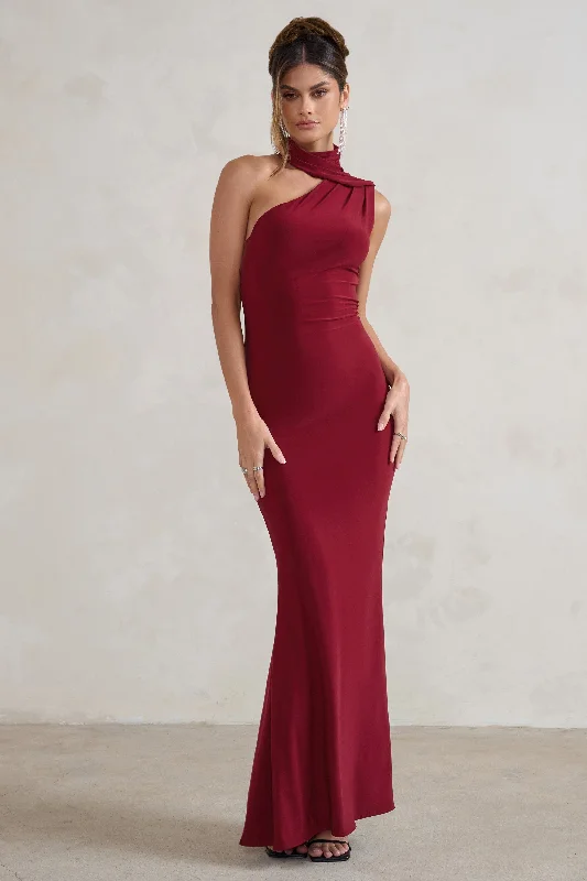 Shift Women Dress with a Simple and Classic Design for Everyday WearCapucine | Berry Red One Shoulder Draped Maxi Dress Shift Women Dress with a Simple and Classic Design for Everyday WearCapucine | Berry Red One Shoulder Draped Maxi Dress
