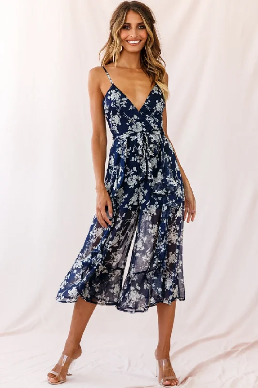 Animal print women jumpsuits for a statement - making outfitConstance Thin Strap Midi Jumpsuit Navy/White Flower Animal print women jumpsuits for a statement - making outfitConstance Thin Strap Midi Jumpsuit Navy/White Flower