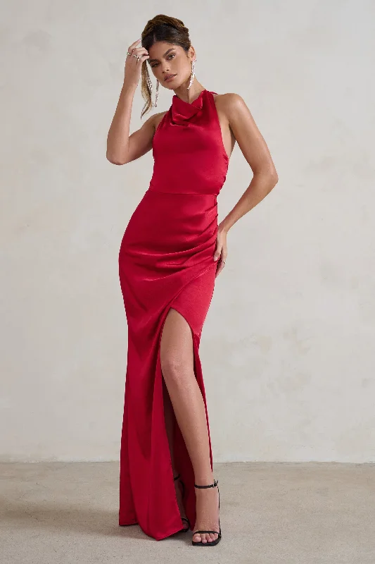 Ruffled Women Dress with Multiple Layers for a Playful and Girly StyleForever Feature | Berry Red High Neck Wrap Maxi Dress Ruffled Women Dress with Multiple Layers for a Playful and Girly StyleForever Feature | Berry Red High Neck Wrap Maxi Dress