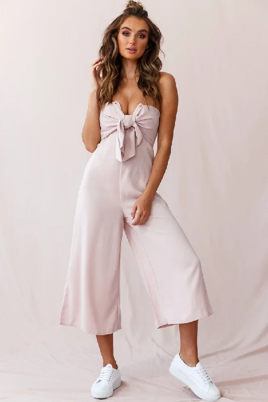 Polyester women jumpsuits for easy - care and durable everyday wearKhloe Summer Bow Tie Jumpsuit Blush Polyester women jumpsuits for easy - care and durable everyday wearKhloe Summer Bow Tie Jumpsuit Blush