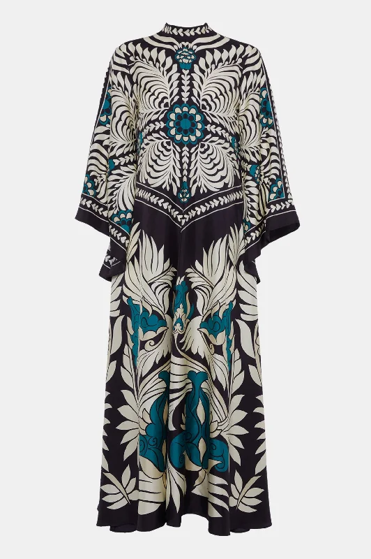 Empire Waist Women Dress to Accentuate the Bust and Conceal the WaistMagnifico Silk Dress in Mix Tiles Empire Waist Women Dress to Accentuate the Bust and Conceal the WaistMagnifico Silk Dress in Mix Tiles