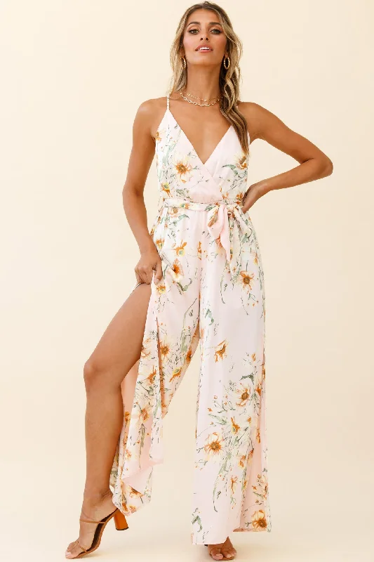 Women jumpsuits with cut - out details on the bodice for a trendy and bold lookMiso Wide-Leg Cami Jumpsuit Poppy Print Pink Women jumpsuits with cut - out details on the bodice for a trendy and bold lookMiso Wide-Leg Cami Jumpsuit Poppy Print Pink