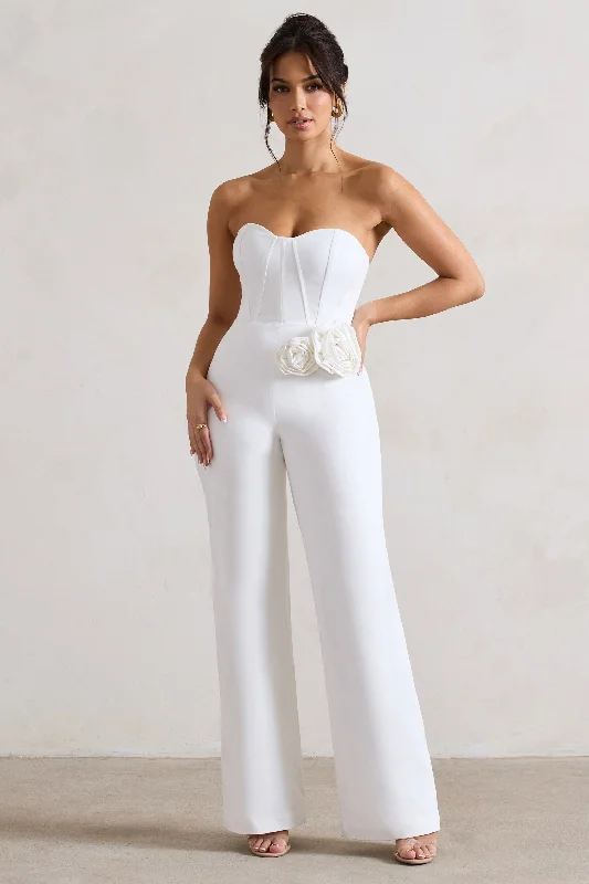 Women jumpsuits with polka - dot patterns for a classic and playful styleSonia | White Sweetheart Corset Straight-Leg Jumpsuit With Flowers Women jumpsuits with polka - dot patterns for a classic and playful styleSonia | White Sweetheart Corset Straight-Leg Jumpsuit With Flowers