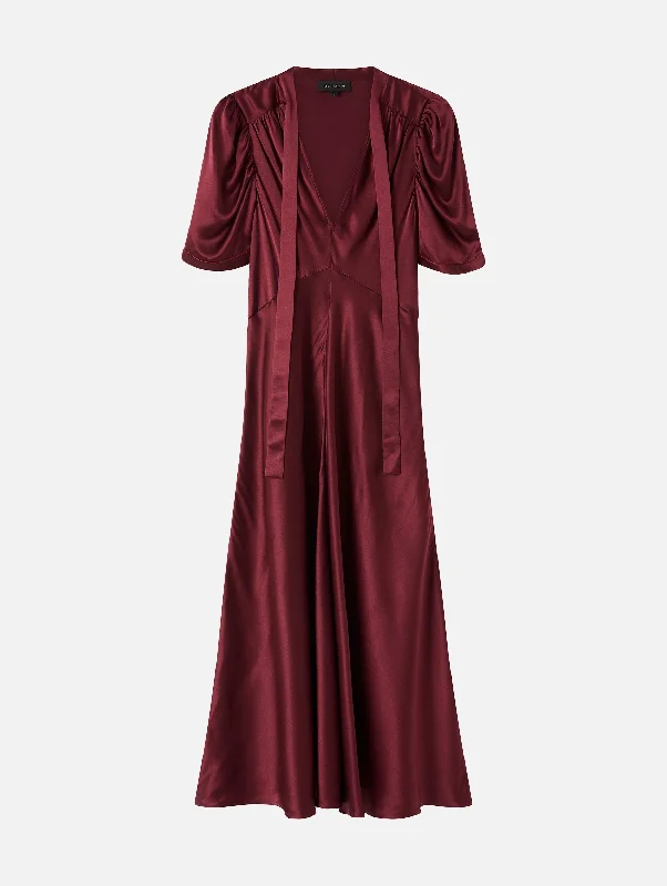 Backless Women Dress for a Sexy and Alluring Look at Evening EventsStella Silk Tie Neck Dress in Rouge Backless Women Dress for a Sexy and Alluring Look at Evening EventsStella Silk Tie Neck Dress in Rouge