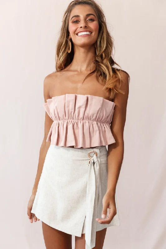 Plus Size Women Dress with a Flattering A - Line Cut for Comfort and StyleThea Ruffle Crop Top Blush Plus Size Women Dress with a Flattering A - Line Cut for Comfort and StyleThea Ruffle Crop Top Blush