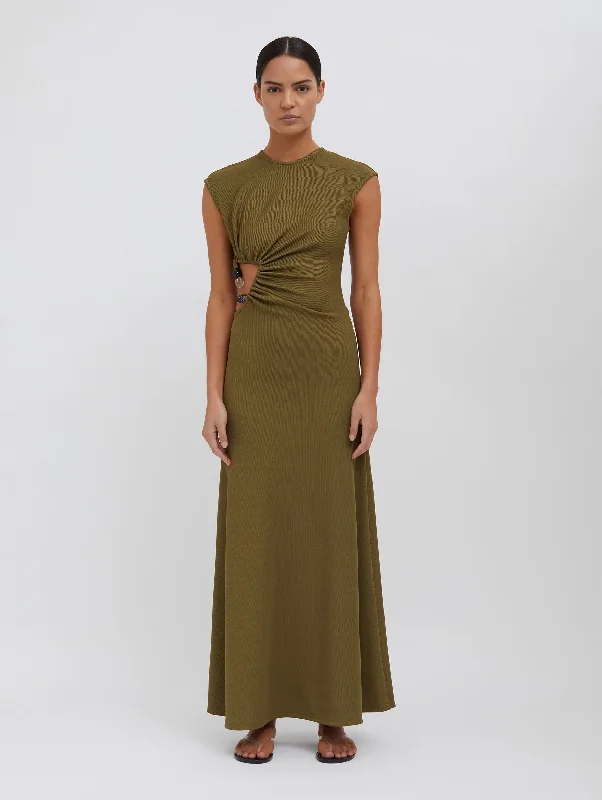 Sheath Women Dress with a Tailored Fit for a Professional LookTri Crystal Stone Tank Dress in Olive Sheath Women Dress with a Tailored Fit for a Professional LookTri Crystal Stone Tank Dress in Olive