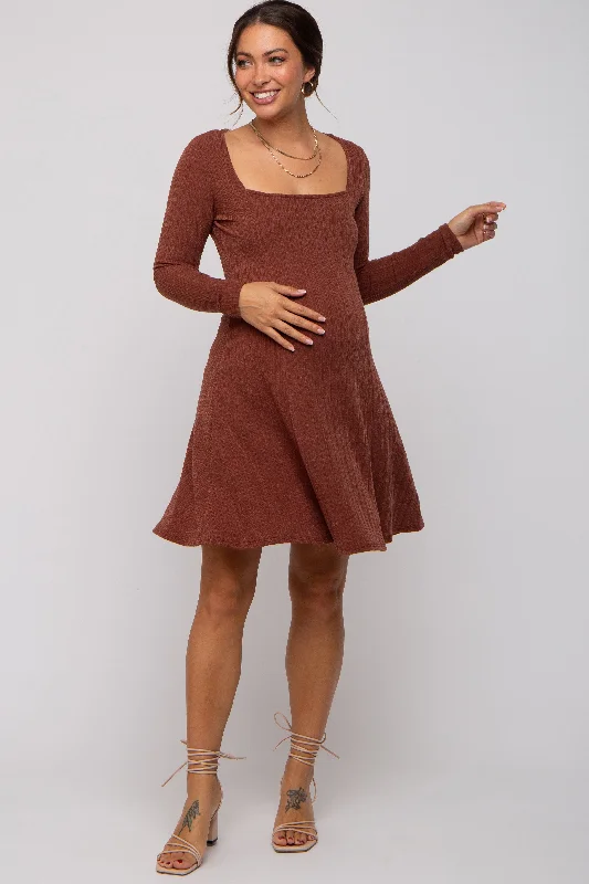Wrap - Style Women Dress with Adjustable Fit for All Body Types Wrap - Style Women Dress with Adjustable Fit for All Body Types Brown Square Neck Long Sleeve Maternity Dress Wrap - Style Women Dress with Adjustable Fit for All Body Types Wrap - Style Women Dress with Adjustable Fit for All Body Types Brown Square Neck Long Sleeve Maternity Dress