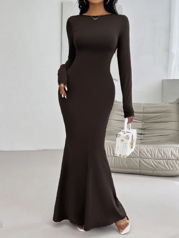 Maxi Women Dress with Floral Print for a Bohemian Vibe Maxi Women Dress with Floral Print for a Bohemian Vibe Devine Backless Round Neck Long Sleeve Maxi Dress Maxi Women Dress with Floral Print for a Bohemian Vibe Maxi Women Dress with Floral Print for a Bohemian Vibe Devine Backless Round Neck Long Sleeve Maxi Dress
