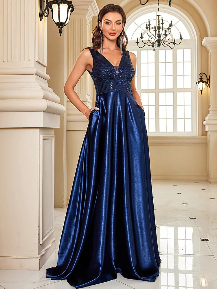 Sleeveless Women Dress in Bright Colors for Summer Parties Sleeveless Women Dress in Bright Colors for Summer Parties Formal Dresses Satin Sequins V-Neck Pockets Evening Gown Sleeveless Women Dress in Bright Colors for Summer Parties Sleeveless Women Dress in Bright Colors for Summer Parties Formal Dresses Satin Sequins V-Neck Pockets Evening Gown