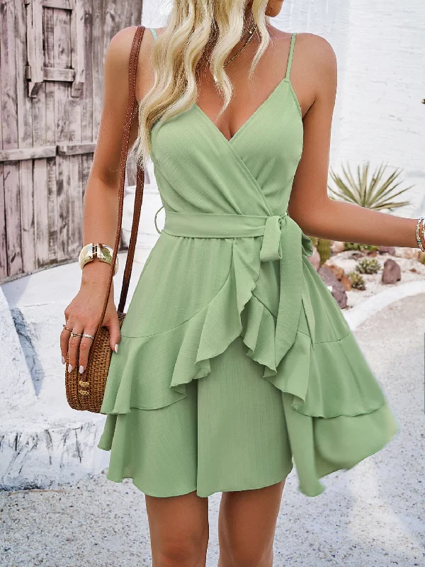 Ball Gown Women Dress with a Full Skirt for a Princess - like Look Ball Gown Women Dress with a Full Skirt for a Princess - like Look Ruffled Layered Surplice Mini Cami Dress