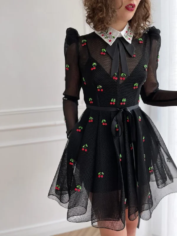 Midi dresses with ruffled bodices for a more pronounced feminine lookCherry Aria Mini Dress Midi dresses with ruffled bodices for a more pronounced feminine lookCherry Aria Mini Dress
