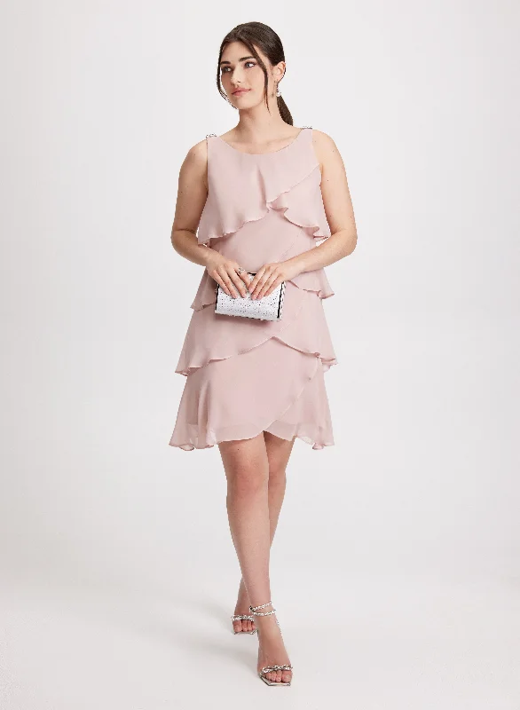 Midi dresses with halter necks for a stylish and comfortable optionChiffon Tiered Cocktail Dress Midi dresses with halter necks for a stylish and comfortable optionChiffon Tiered Cocktail Dress