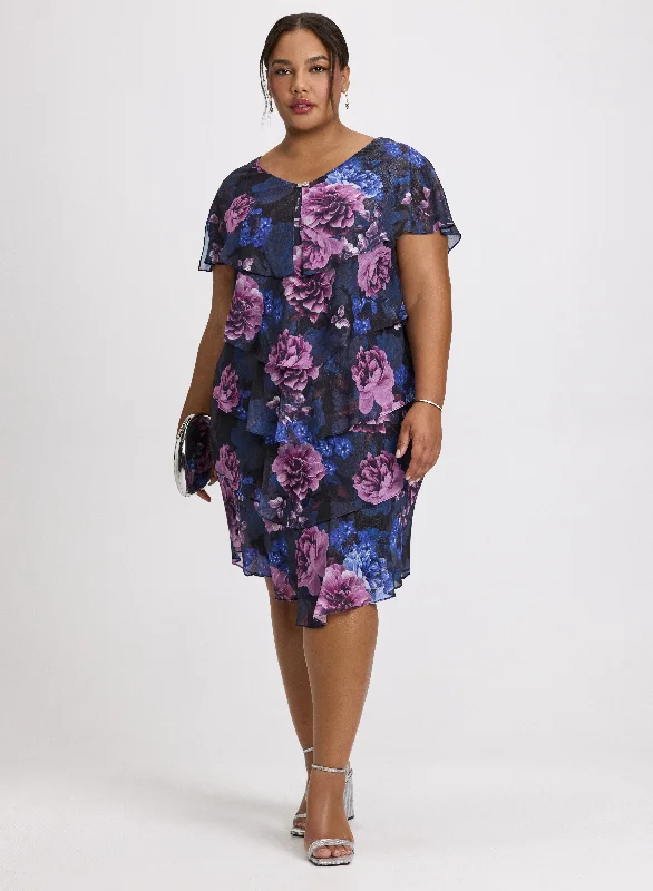 Midi dresses with pom - pom trims for a playful and festive lookChiffon Tiered Dress Midi dresses with pom - pom trims for a playful and festive lookChiffon Tiered Dress