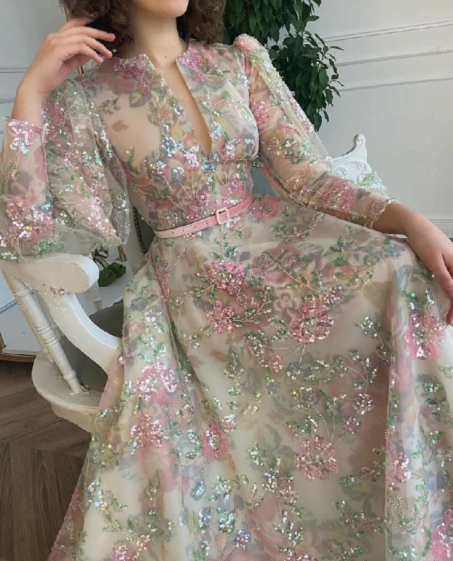 Midi dresses with abstract art prints for an artistic statementDaydream Floral Gown