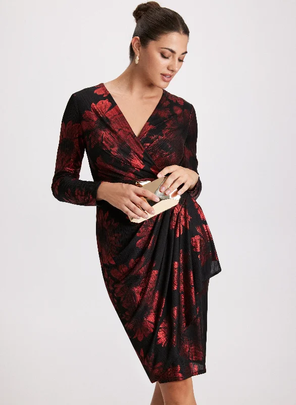 Midi dresses with abstract art prints for an artistic statementFloral Print Metallic Detail Dress Midi dresses with abstract art prints for an artistic statementFloral Print Metallic Detail Dress