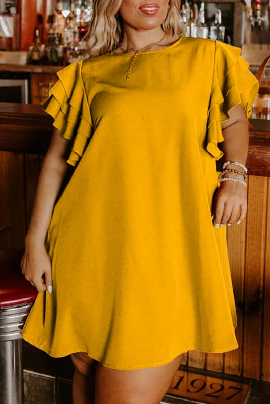 Midi dresses with ruffled hems for a romantic date nightRuffle Tiered Sleeve Mini Dress Plus Size Midi dresses with ruffled hems for a romantic date nightRuffle Tiered Sleeve Mini Dress Plus Size