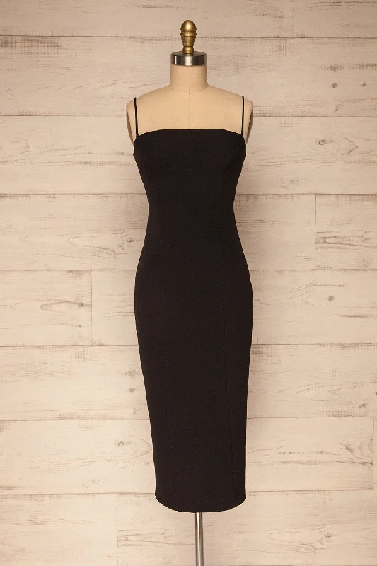 Wrap - style midi dresses in silk for a sophisticated office lookKavala Black | Fitted Midi Dress Wrap - style midi dresses in silk for a sophisticated office lookKavala Black | Fitted Midi Dress