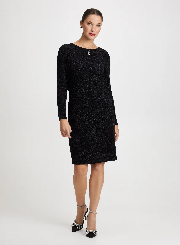 Midi dresses with satin - finish fabrics for a luxurious feelMetallic Jacquard Motif Knit Dress Midi dresses with satin - finish fabrics for a luxurious feelMetallic Jacquard Motif Knit Dress
