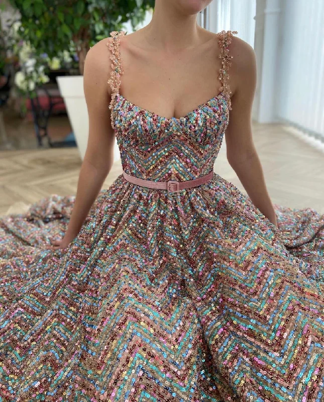Midi dresses with button - down skirts for a unique and functional designRainbow Sequined Dress Midi dresses with button - down skirts for a unique and functional designRainbow Sequined Dress