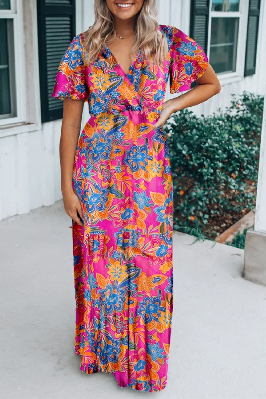 Midi dresses with button - front designs for a classic touchFloral Wrap V-Neck Maxi Dress Midi dresses with button - front designs for a classic touchFloral Wrap V-Neck Maxi Dress