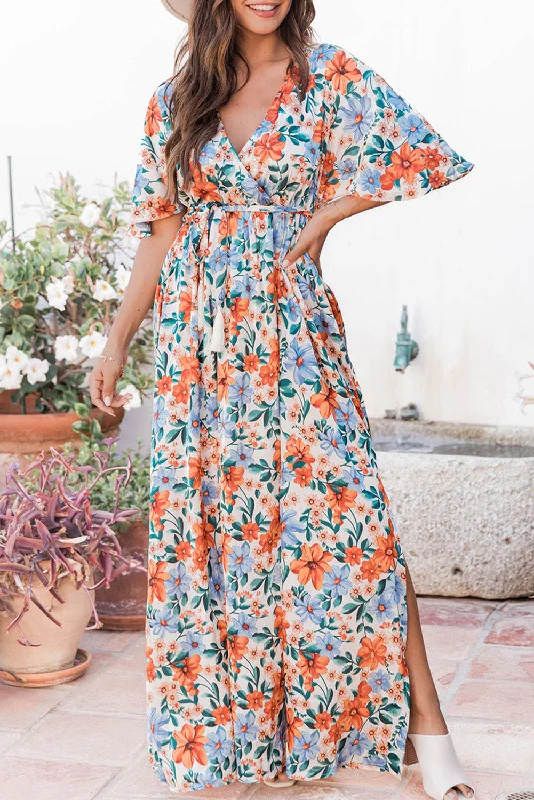 Midi dresses with cotton - blend materials for everyday comfortFloral Wrap Belted Maxi Dress Midi dresses with cotton - blend materials for everyday comfortFloral Wrap Belted Maxi Dress