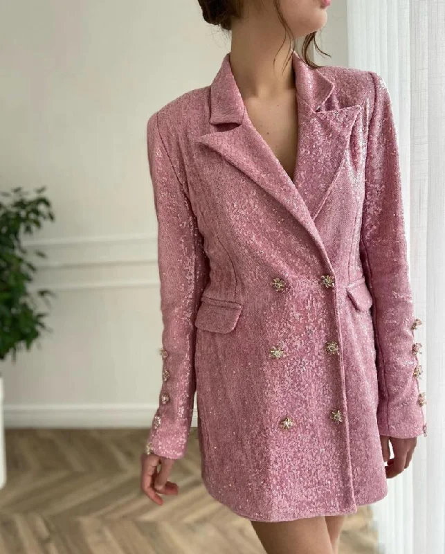 Midi dresses with embroidered accents for a unique and detailed designSparkling Pink Blazer Midi dresses with embroidered accents for a unique and detailed designSparkling Pink Blazer