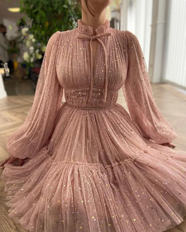 Midi dresses with ruffled sleeves for a more feminine and voluminous lookStarry Pastel Pink Mini Dress Midi dresses with ruffled sleeves for a more feminine and voluminous lookStarry Pastel Pink Mini Dress