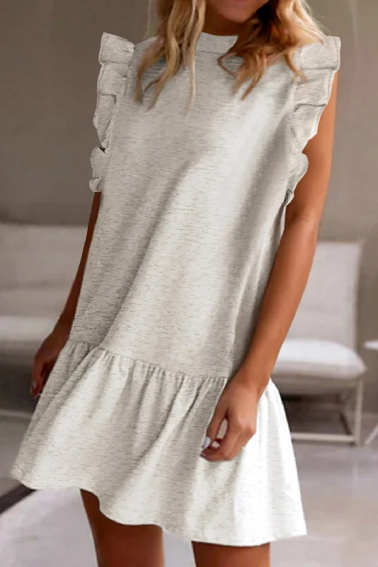 Maxi - inspired midi dresses with flowing fabrics for a beachy vibeFlutter Sleeve Crewneck Shift Dress Maxi - inspired midi dresses with flowing fabrics for a beachy vibeFlutter Sleeve Crewneck Shift Dress