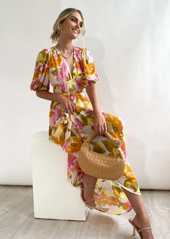 Midi dresses with geometric cutouts for a contemporary and edgy lookZanette Midi Dress - Yellow Floral Midi dresses with geometric cutouts for a contemporary and edgy lookZanette Midi Dress - Yellow Floral